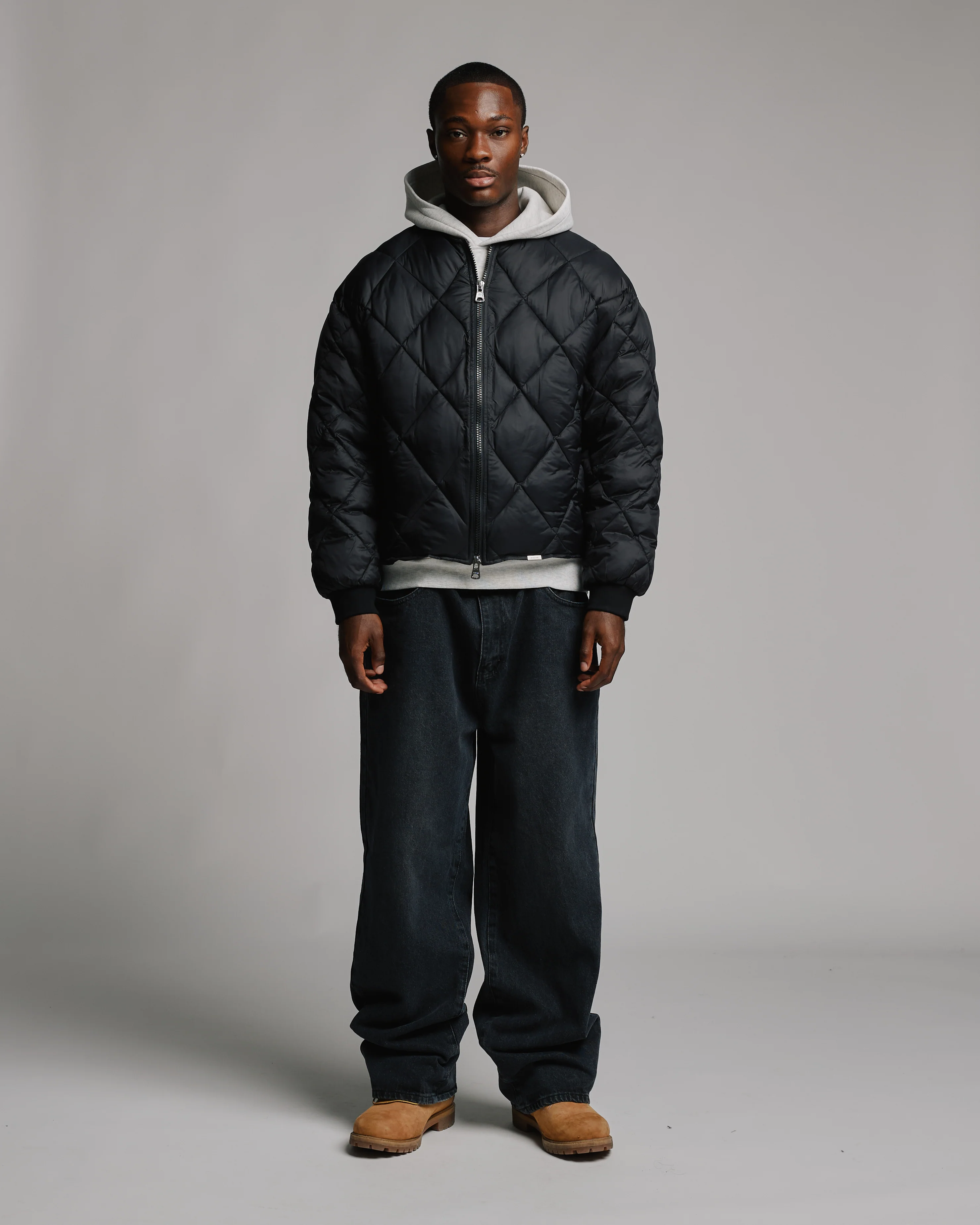 Quilted Puffer Jacket - Black