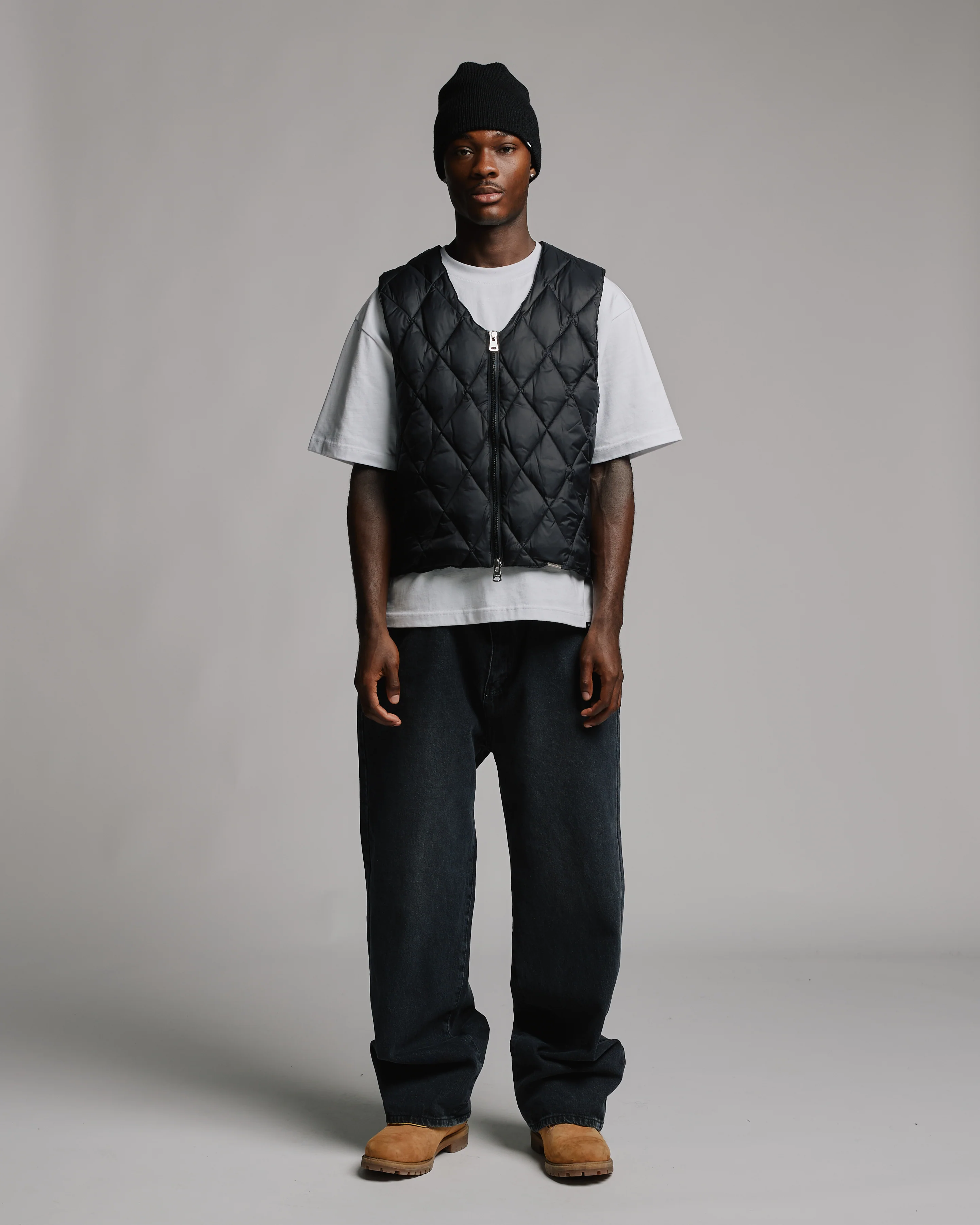 Quilted Puffer Vest - Black