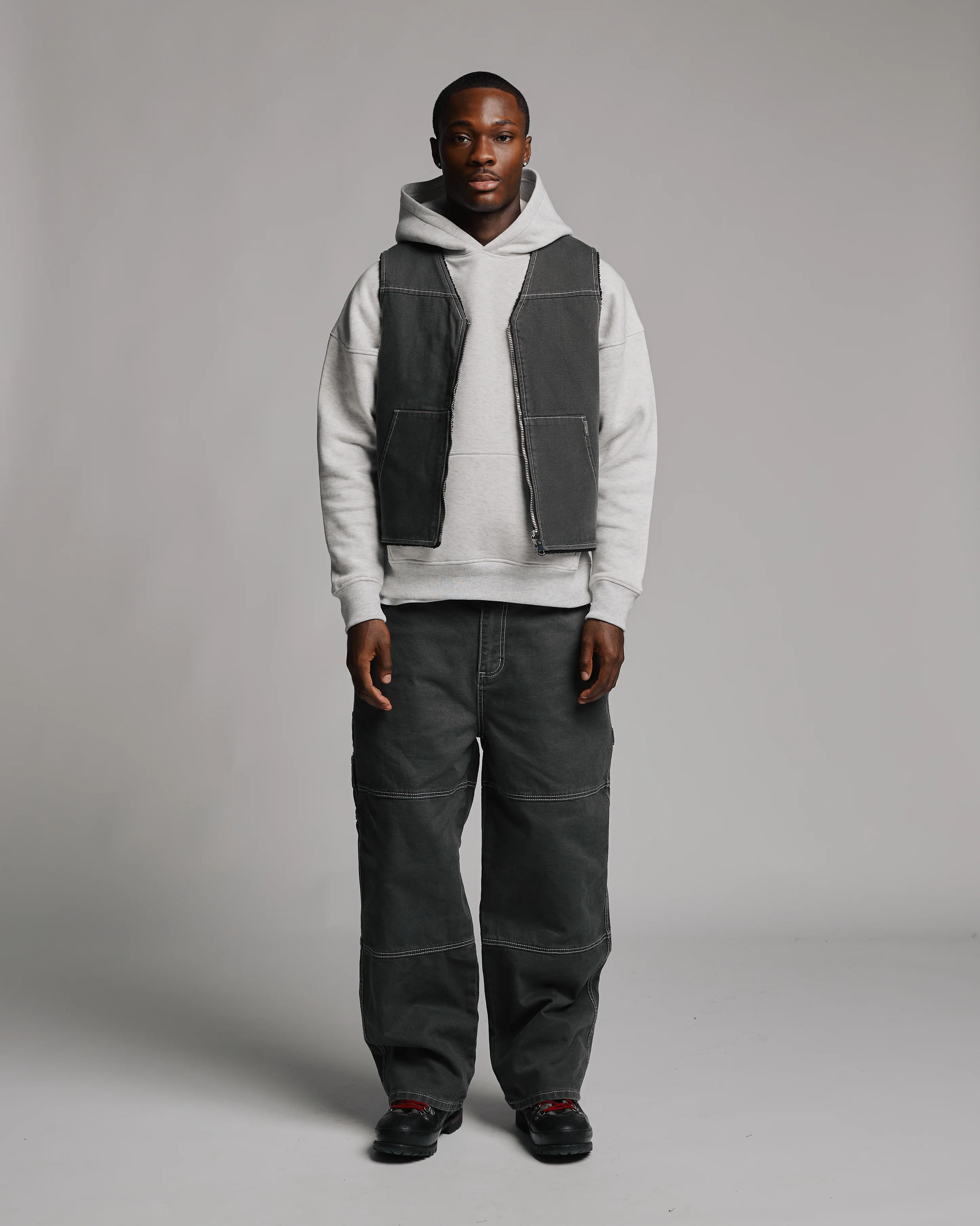 Reversible Workwear Vest - Washed Grey