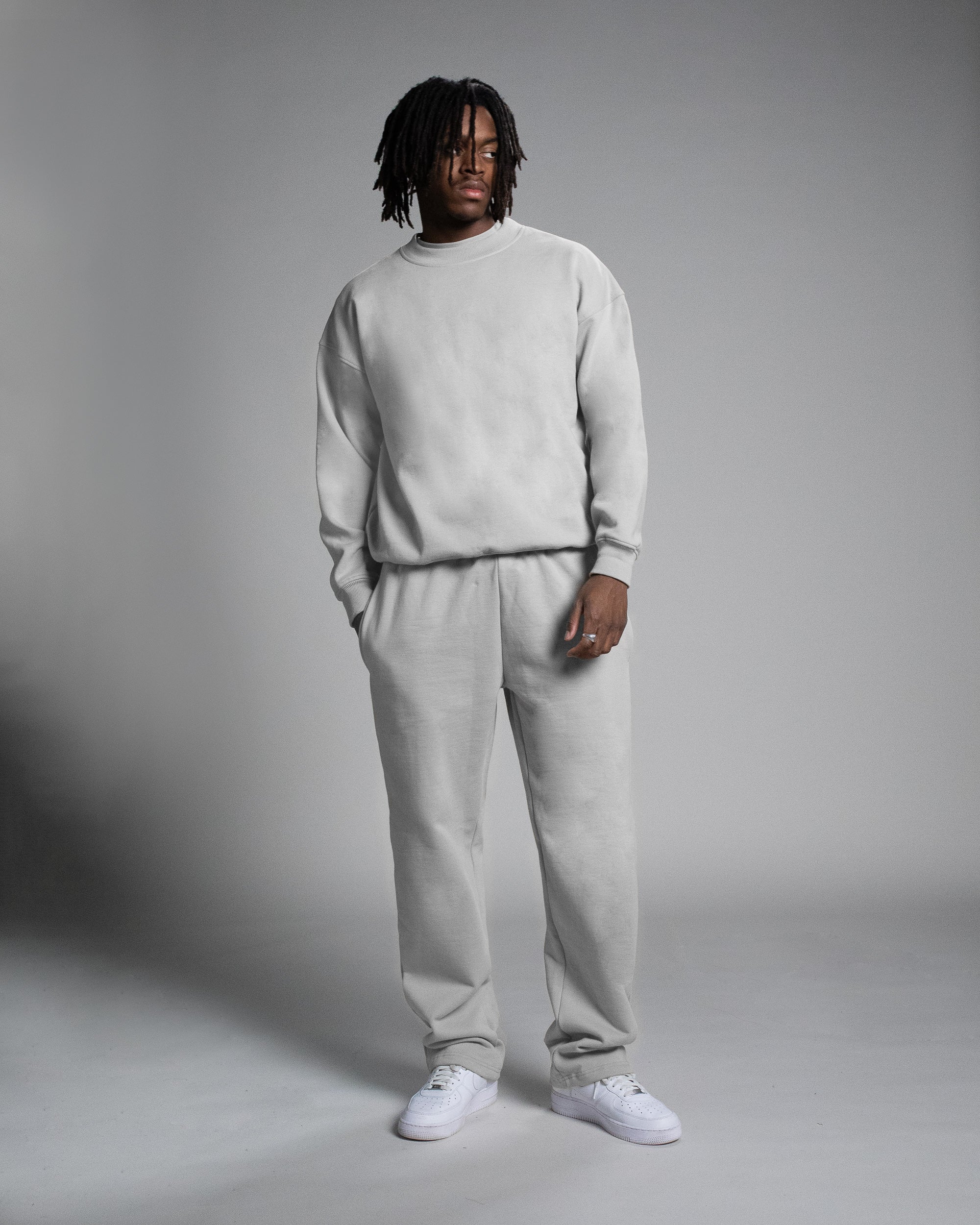Drop Shoulder Crewneck - Stone