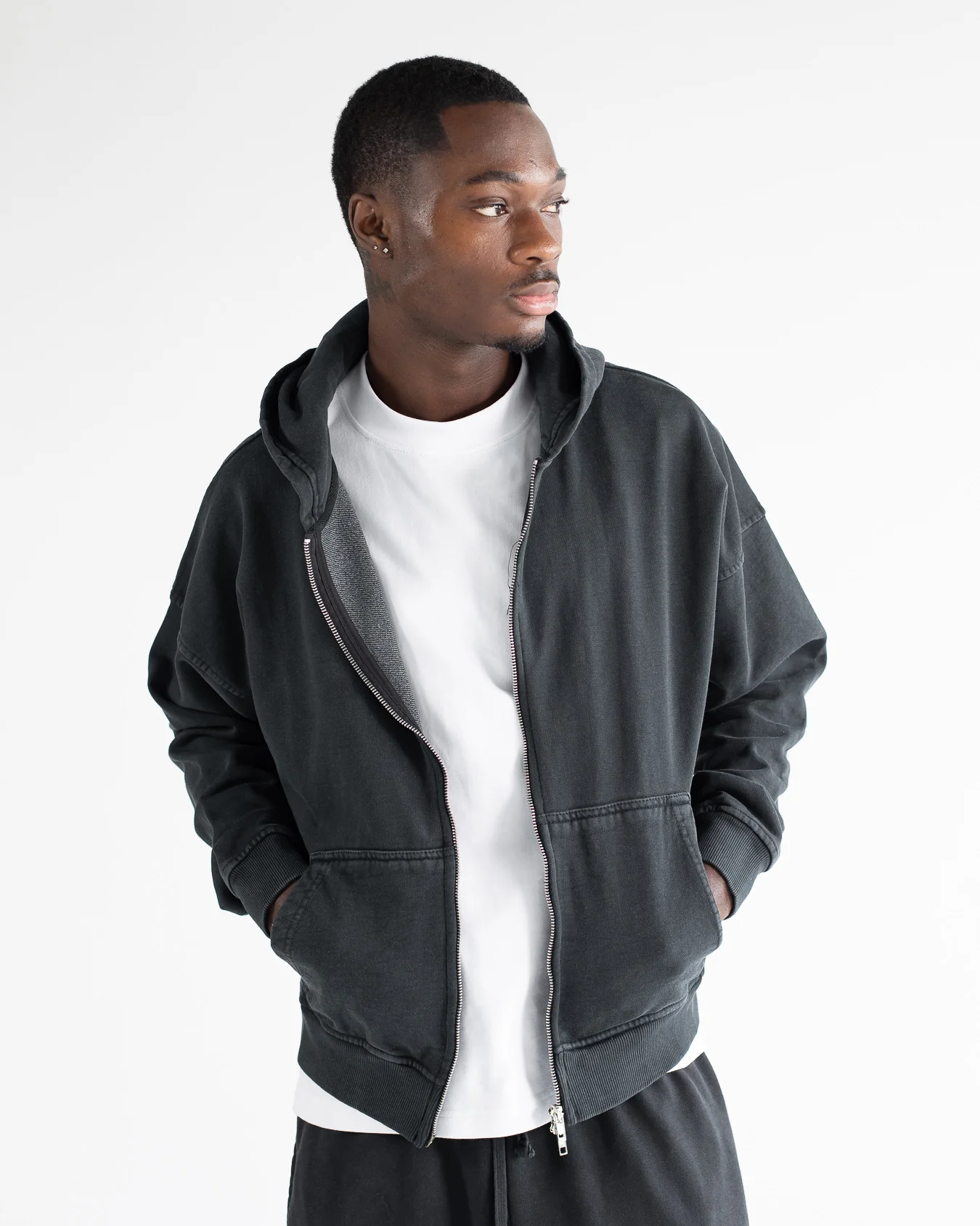 1984-drop-shoulder-zip-hoodie-vintage-black-3.webp Drop Shoulder Zip Hoodie - Vintage Black