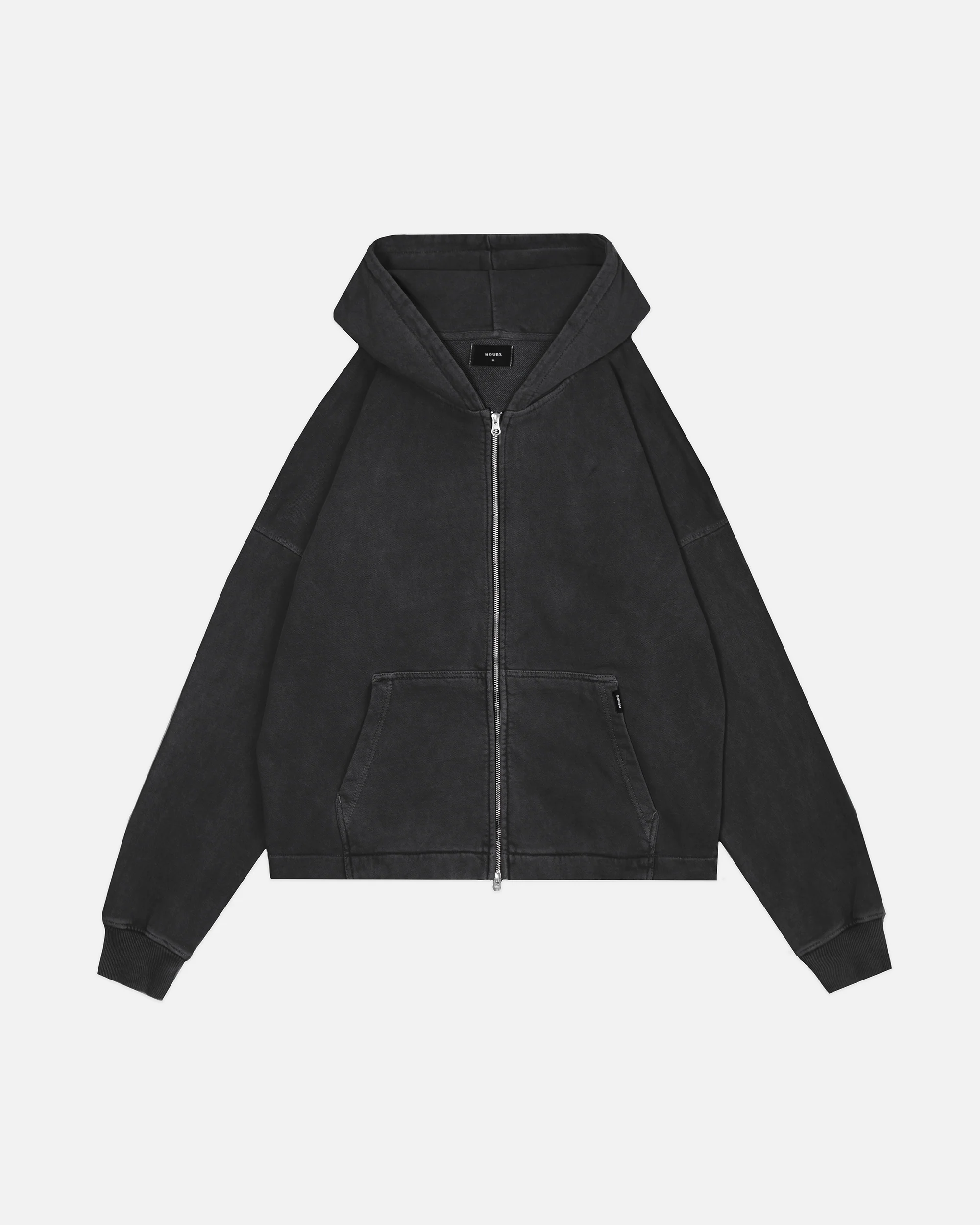 Cropped Zip Hoodie - Vintage Black