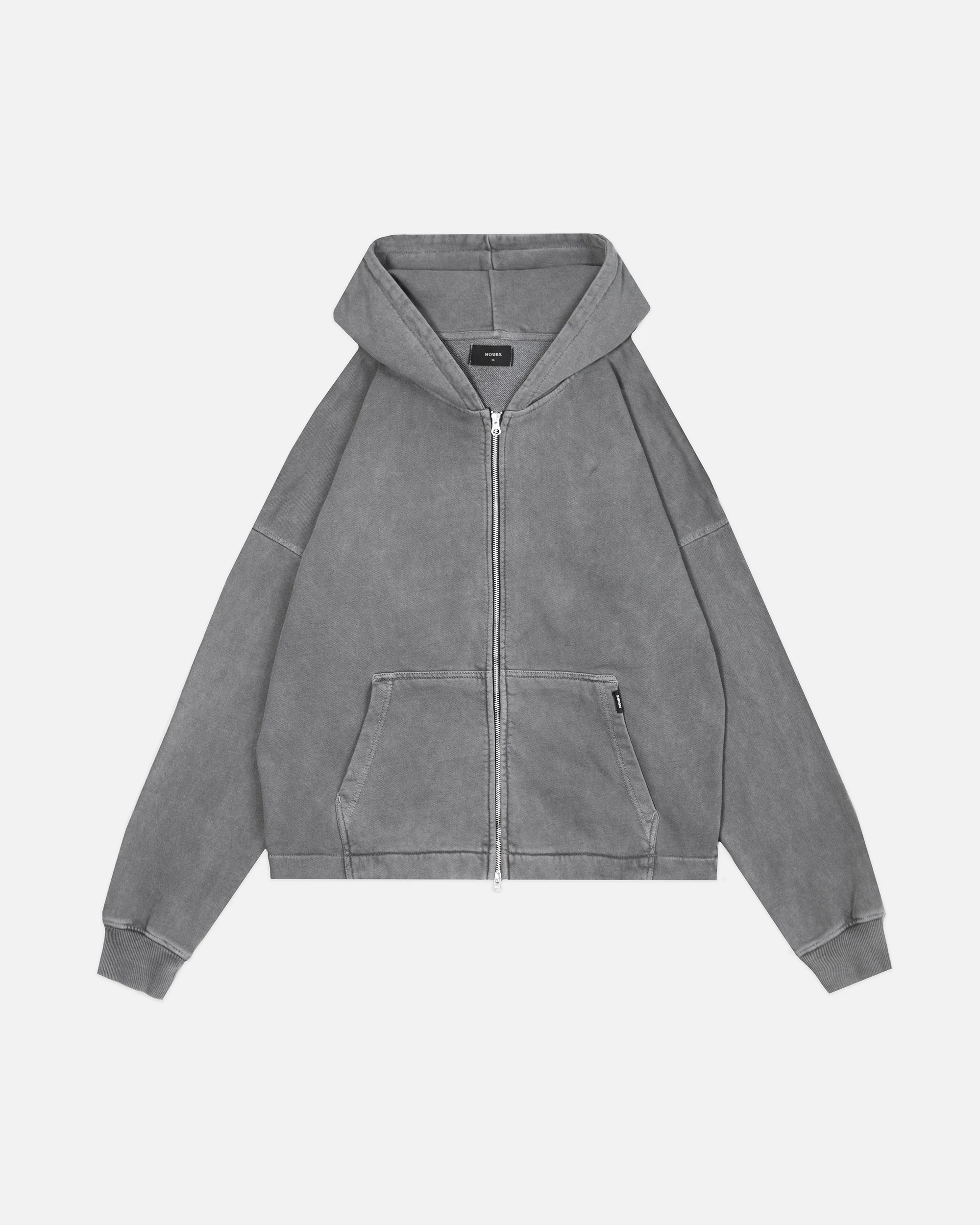 Cropped Zip Hoodie - Vintage Grey