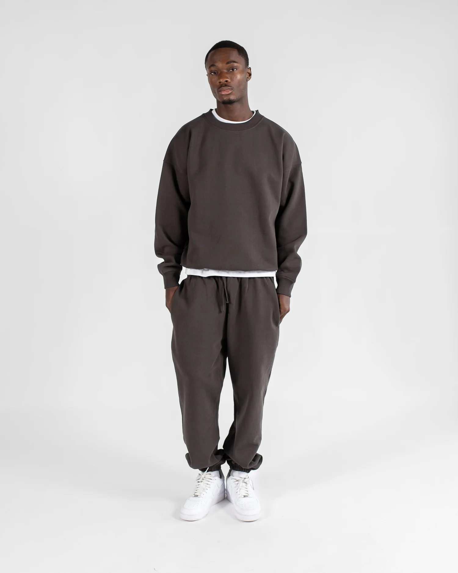 Drop Shoulder Crewneck - Espresso