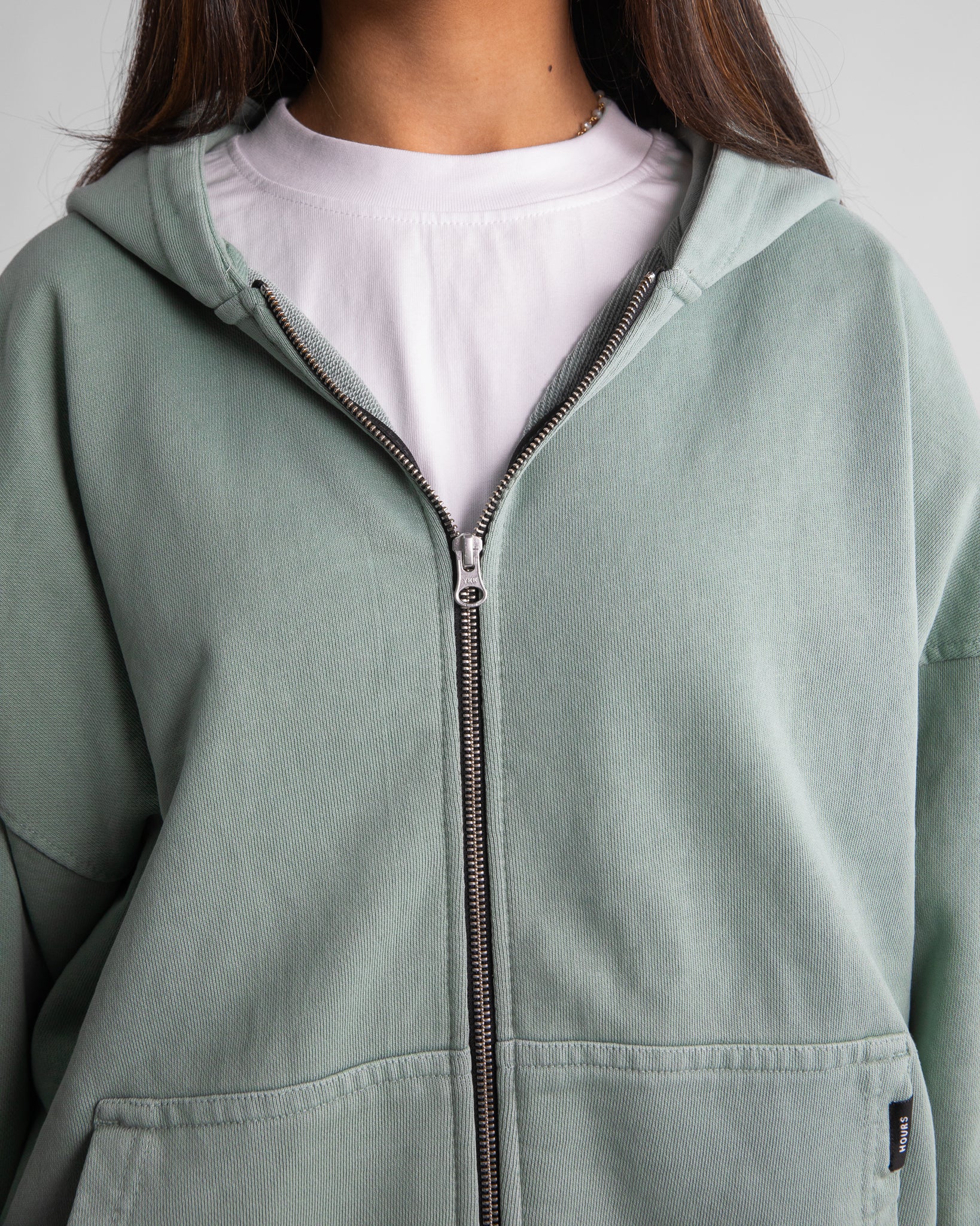 855-drop-shoulder-zip-hoodie-vintage-sage-9.jpg Drop Shoulder Zip Hoodie - Vintage Sage